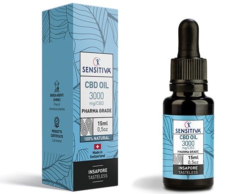 Flacone e Confezione Olio di CBD da 15 ml al 20% - Sensitiva