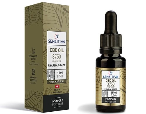 Flacone e Confezione Olio di CBD da 15 ml al 25% - Sensitiva