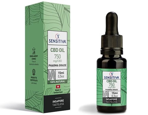 Flacone e Confezione Olio di CBD da 15 ml al 5% - Sensitiva