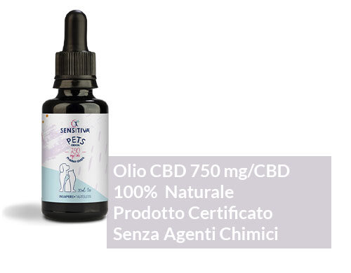 Descrizione Olio di CBD per cani da 30 ml al 2,5% - Sensitiva