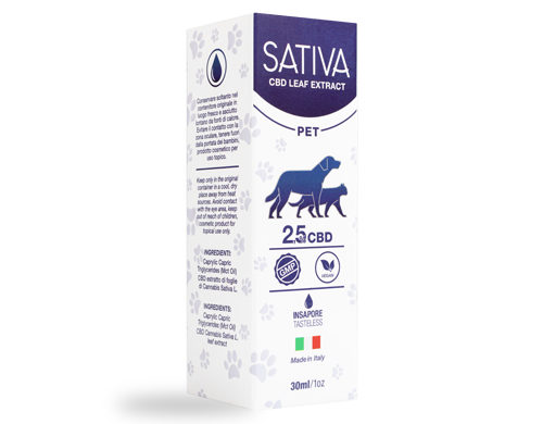Confezione Olio CBD per Cani da 30 ml al 2.5% - Sativa