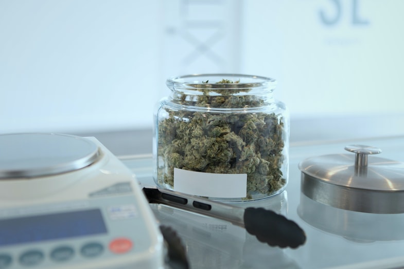 Cannabis light conservata in un contenitore di vetro | Justbob